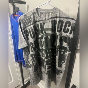 Punk Rock Tshirt Large Light Grey
